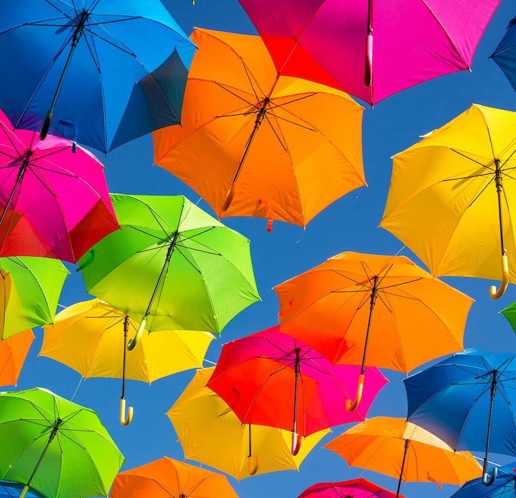 Colorful Umbrellas In the Sky